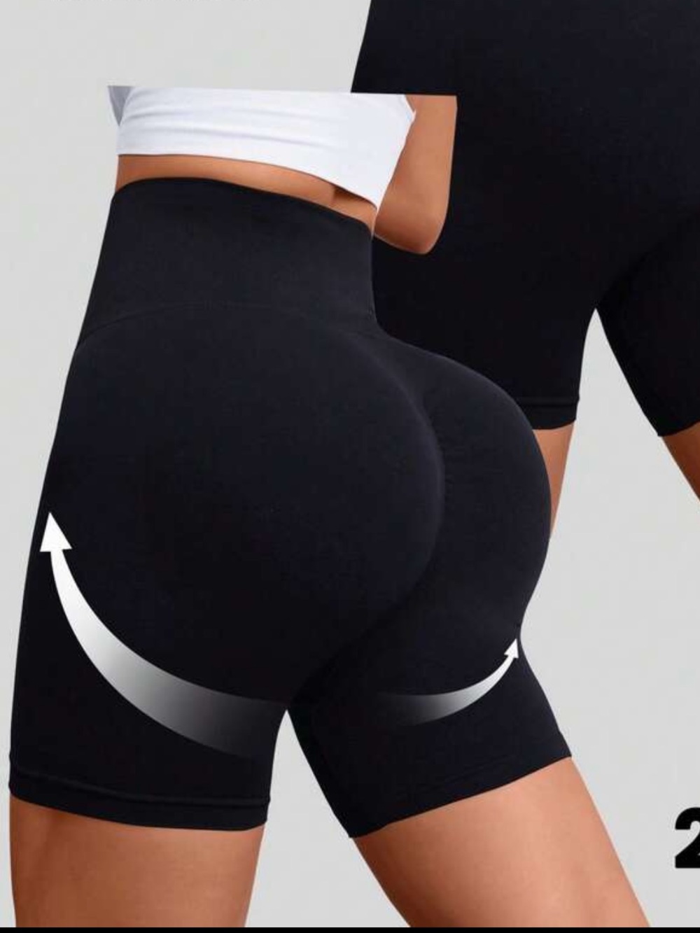 High-Waist Black Sculpting Bike Shorts